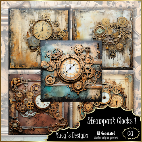 AI - Steampunk Clocks 1 BG - Click Image to Close